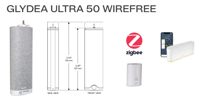 Somfy Glydea 50 Ultra Rechargeable Drapery Motor 1246594