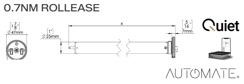 Rollease 0.7NM Quiet Rechargeable Motor