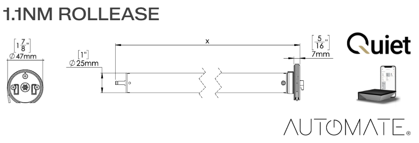 Rollease 1.1NM Quiet Rechargeable Motor