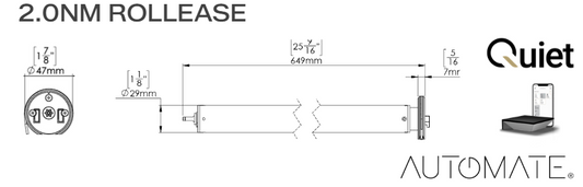 Rollease 2.0NM Quiet Rechargeable Motor