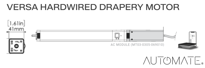 Rollease Versa Hardwired AC 120v Drapery Motor